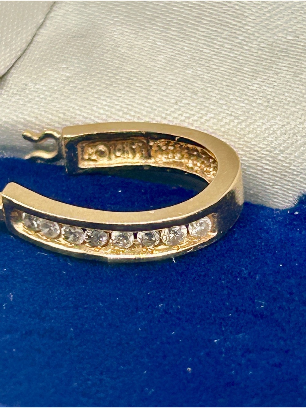 14k Solid Gold Huggie Hoop Earrings .25 TCW Diamonds - Picture 10 of 16